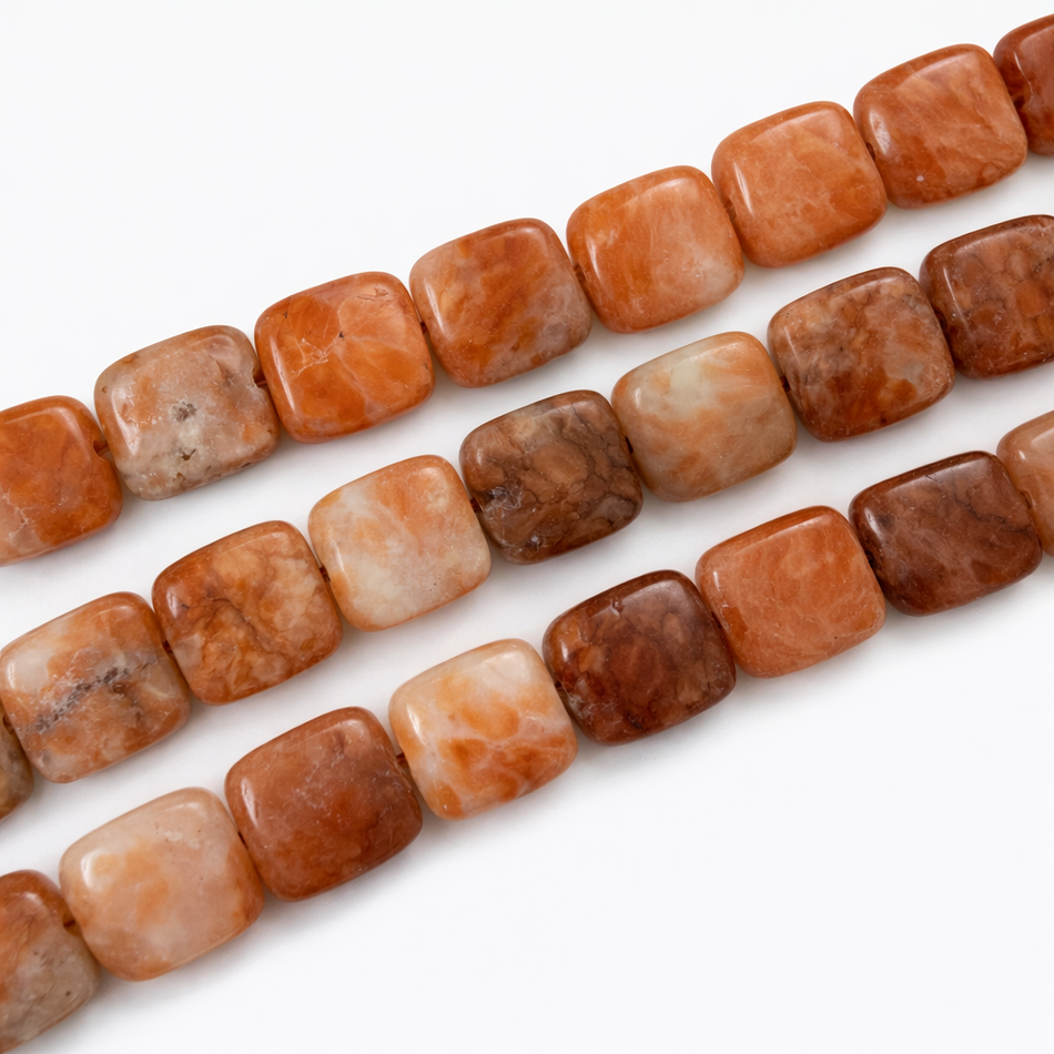 Orange Squared Gemstone Bead Strand