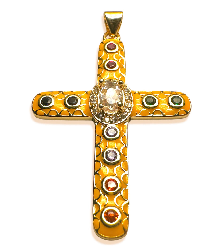 Color Variety Zirconia Cross Pendant 42mm, 1pc