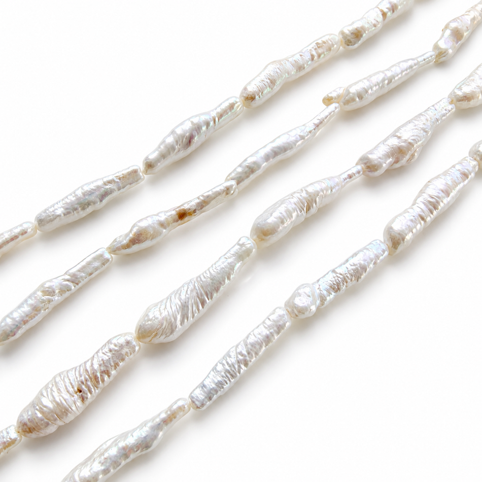 Long Electroplate Natural Freshwater Pearl 35mm Strand