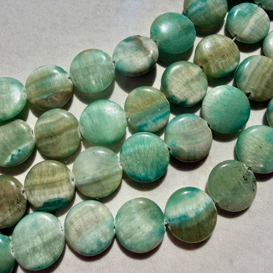Round Amazonite Coin 12mm Strand