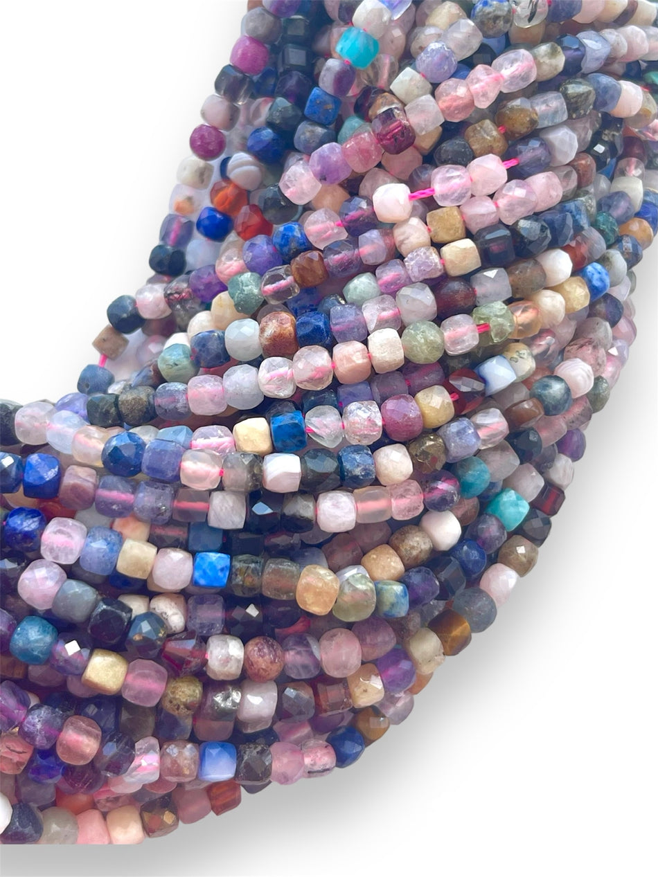 Multicolor Cube Gemstone Strand, 6mm