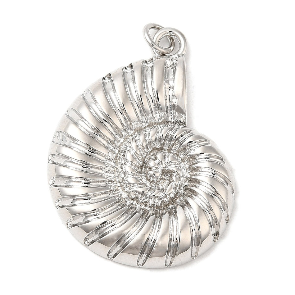 Silver Plated Shell Pendant 34mm, 1pc