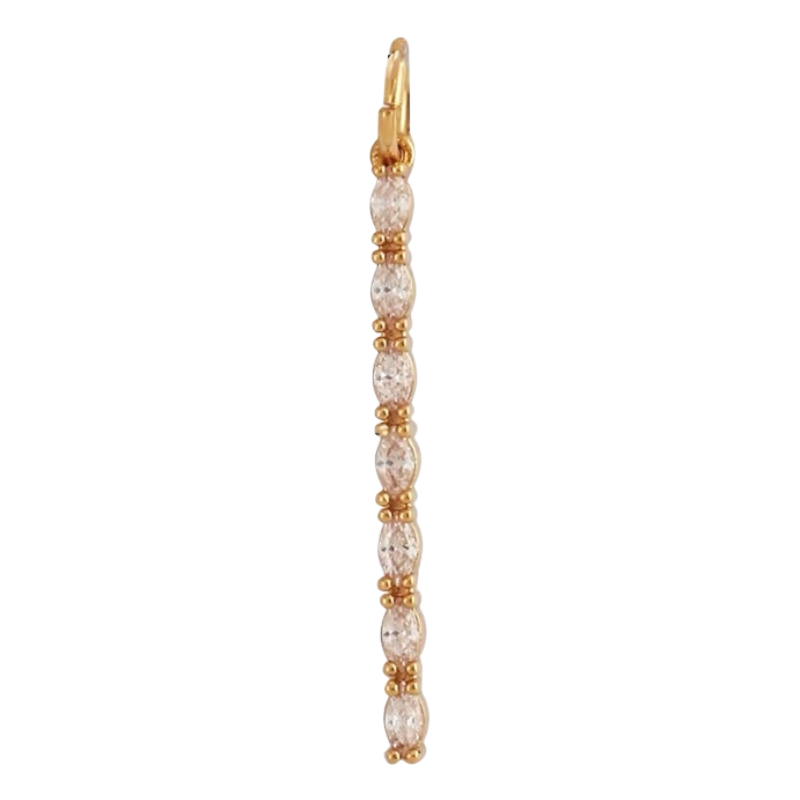 18k Gold Long Pendant with Zirconia 29mm, 1pc