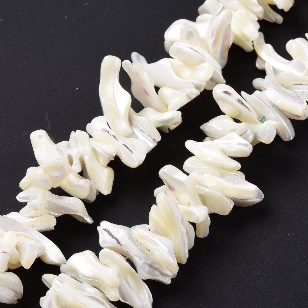 Shell Chips Strands White Natural Shell Chips Strand – Damaris Beads
