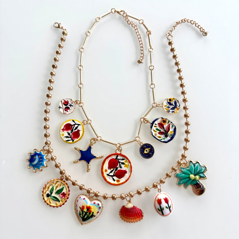 Vibrant Double-Layer Charm Necklace, 20inch-22inch