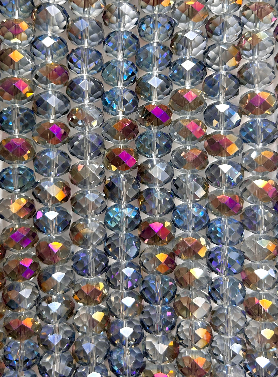 Faceted Rondelle Crystal Bead Strand, 16mm