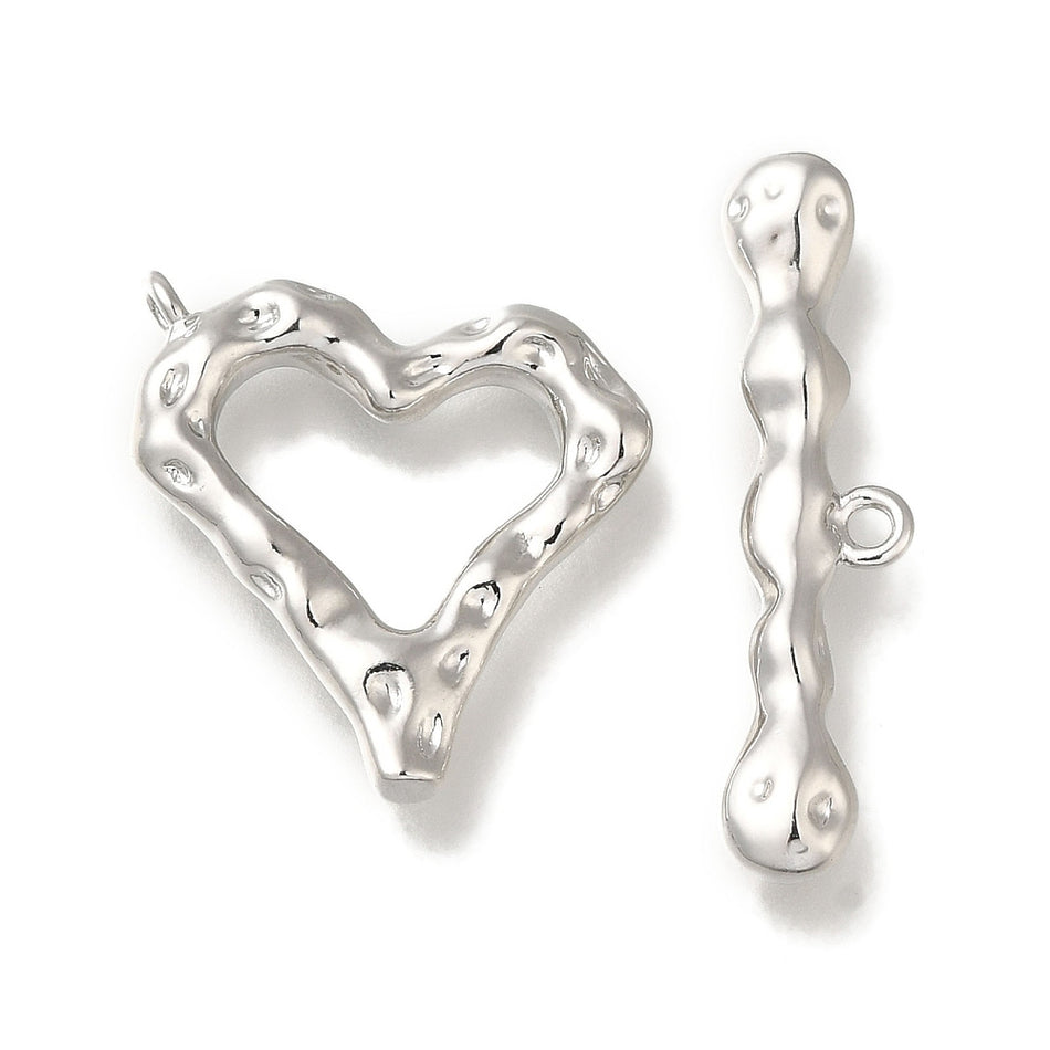 Silver Heart Clasp 21mm, 1pc