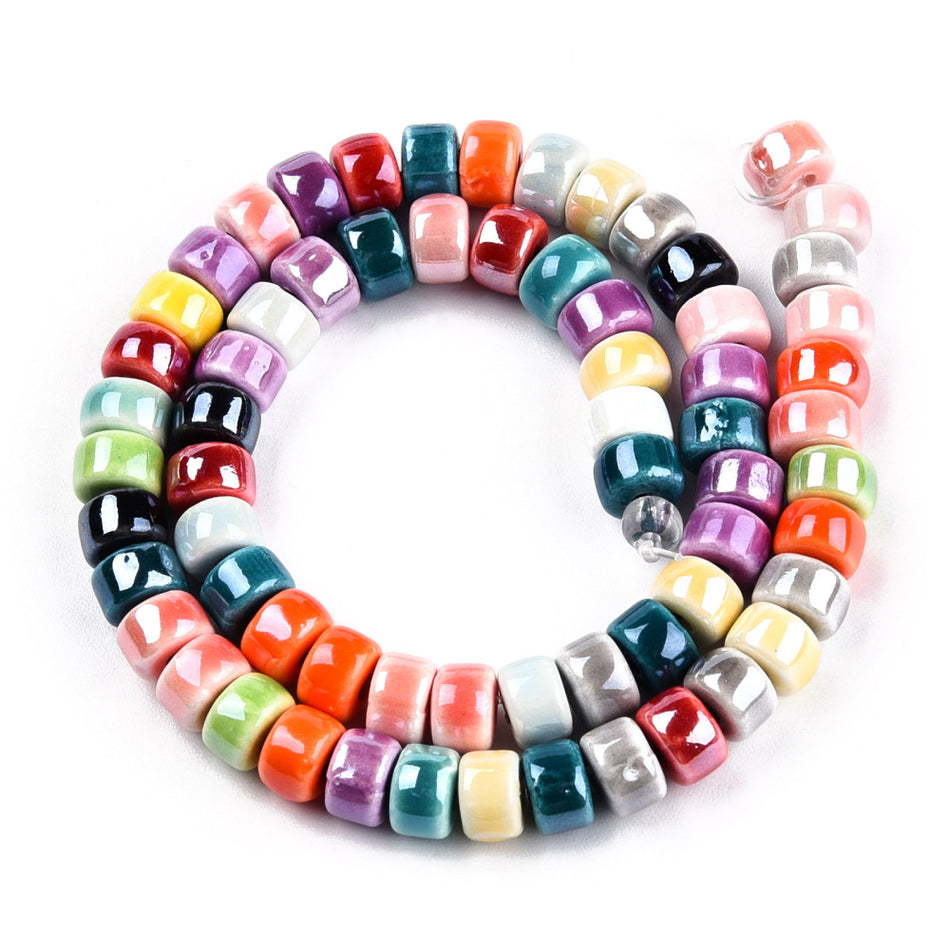 Multicolor Rondelle Ceramic Strand, 6mm