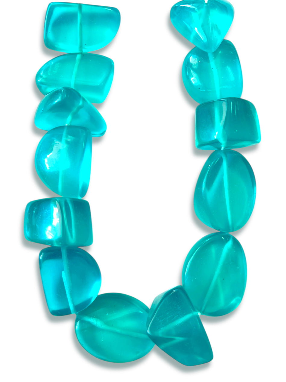 Translucent Mixed-Shape Resin Bead Strand, 24mm-45mm