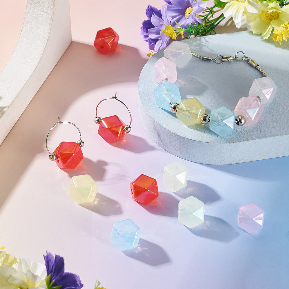 Acrylic Faceted Polygon Bead Mix 16mm, 20pcs