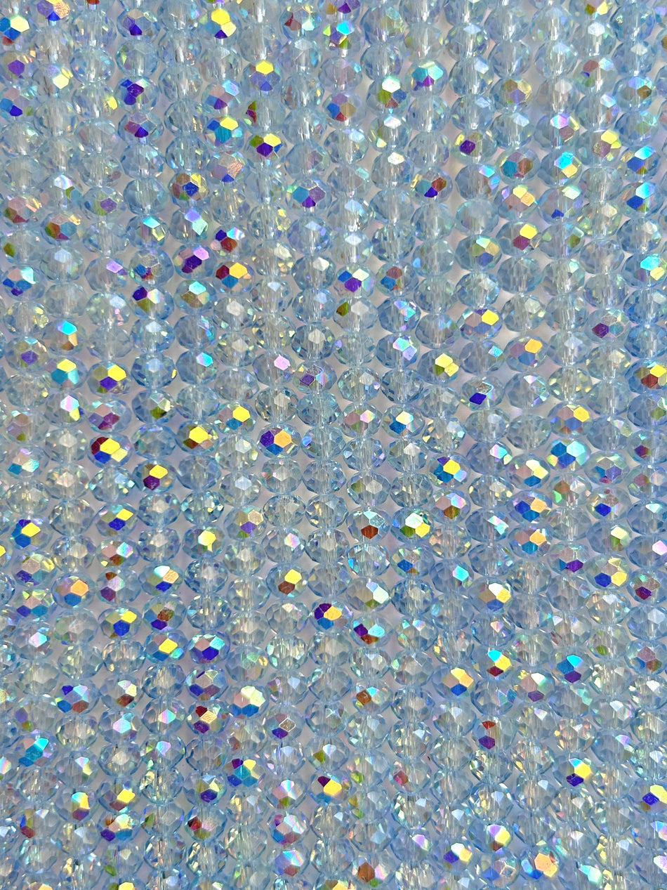 Bright Faceted Rondelle Crystal Bead Strand, 8mm