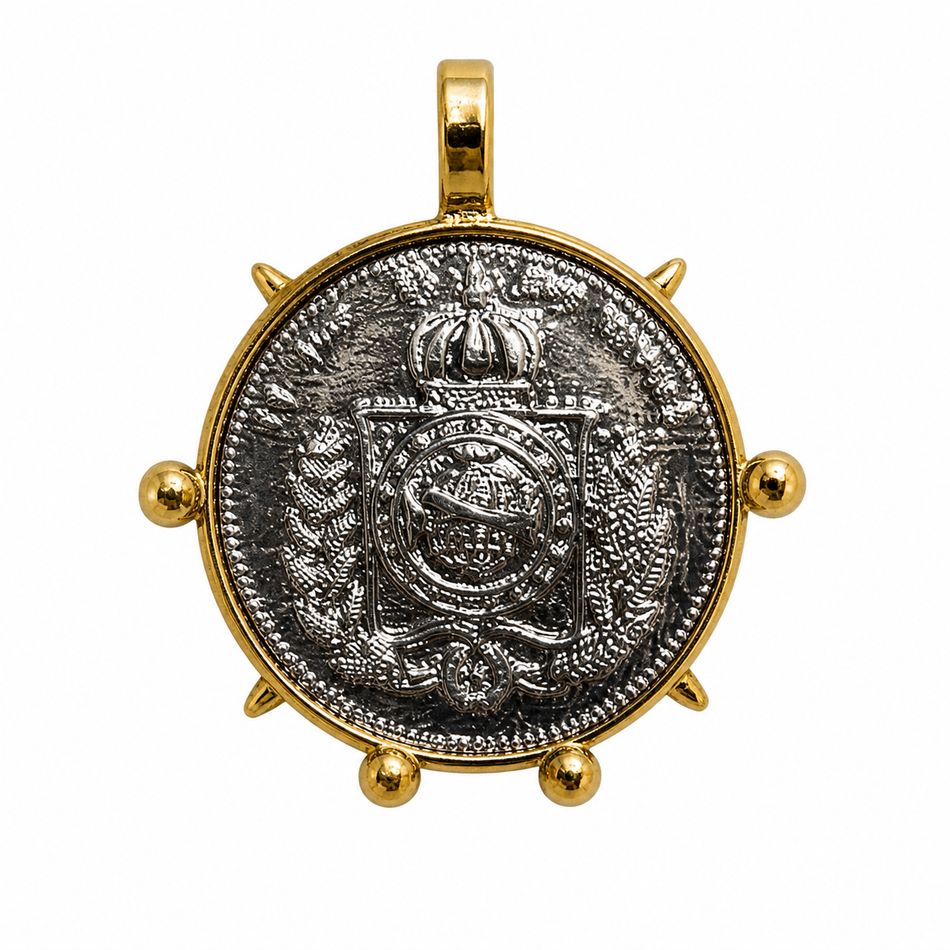 Golden and Silver Coin Pendant, 32mm 1Pc