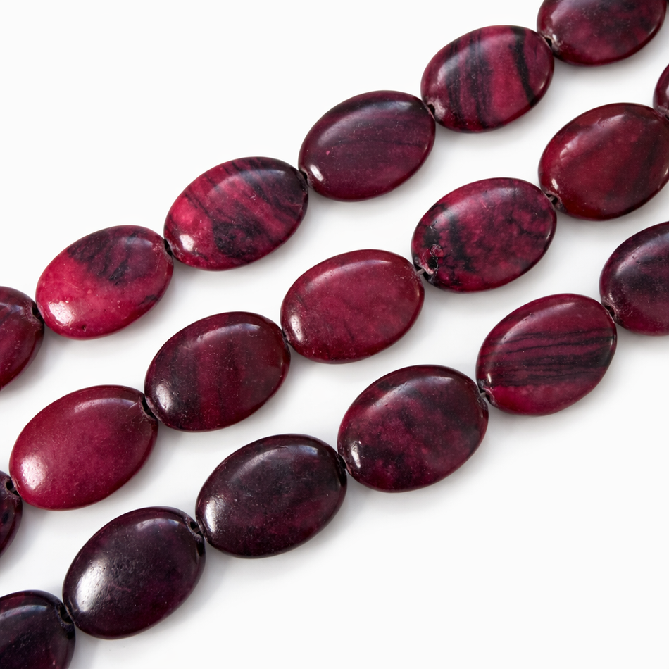 Oval Red Wine Gemstone Bead 20mm Strand
