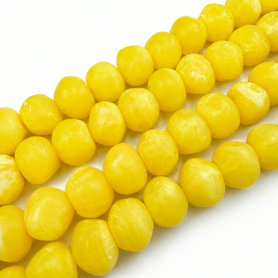 Round Resin Bead Translucent Clouded 16mm Strand