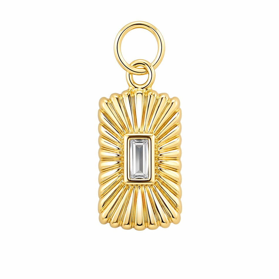 Gold-Plated Square Pendant with Zirconia, 2pcs