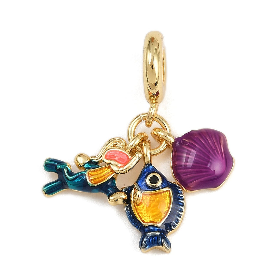 18k Gold-Plated Summer Themed Charms Pendant 30mm, 1pc
