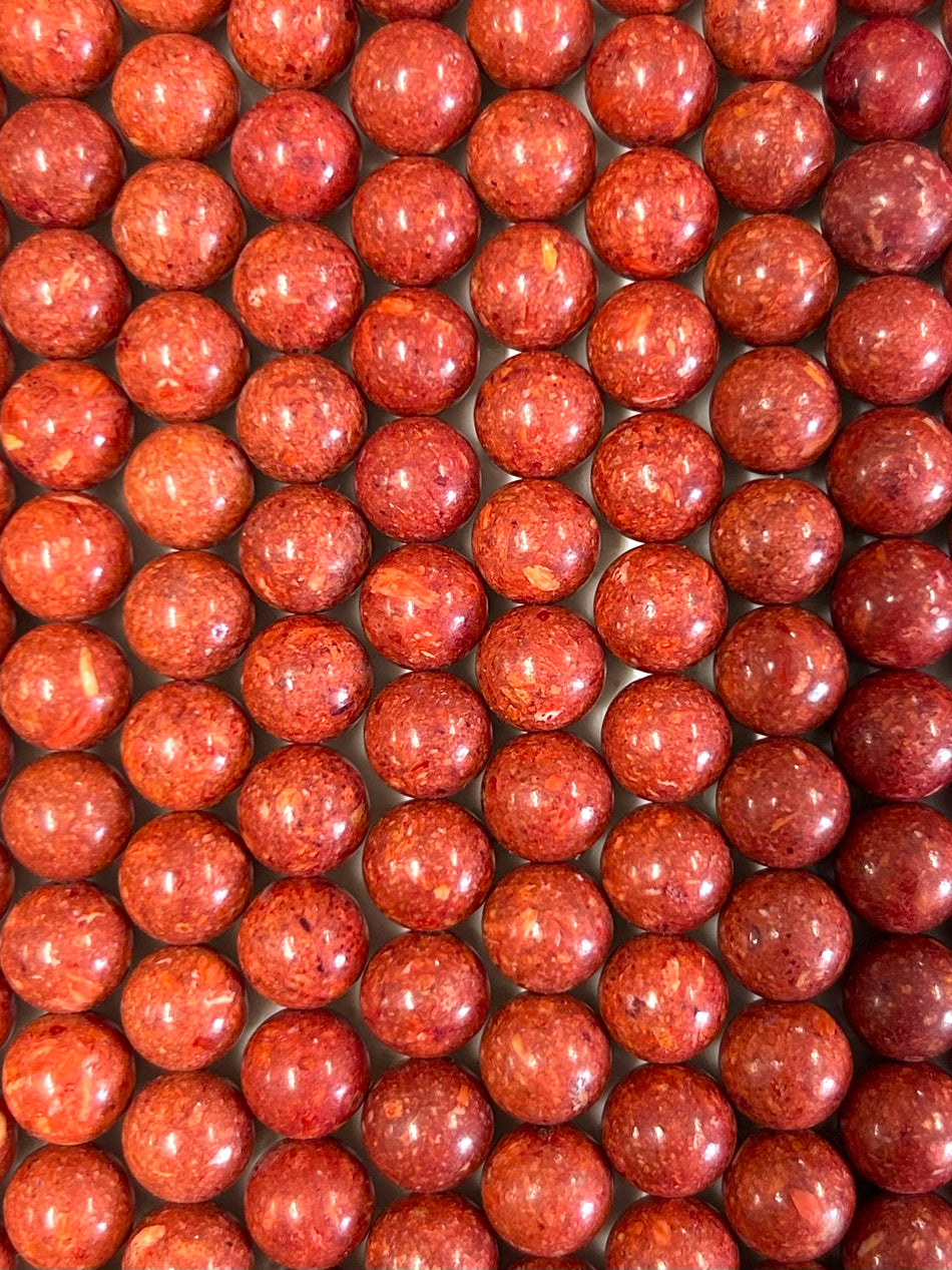 Natural Coral Round Bead Strand, 10mm