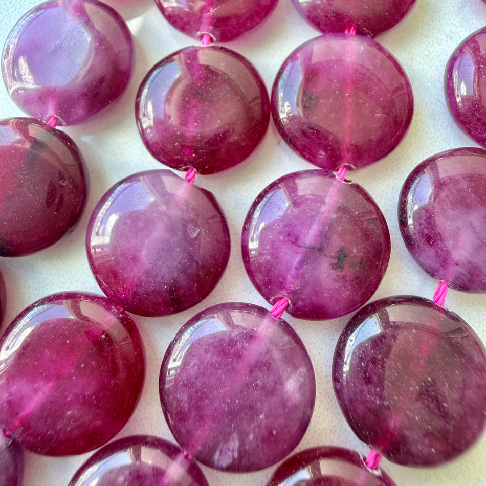 Round Jade Coin Bead 12mm Strand