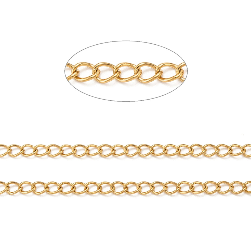 Stainless Steel Gold Curb Chain 10yds, 1 Roll