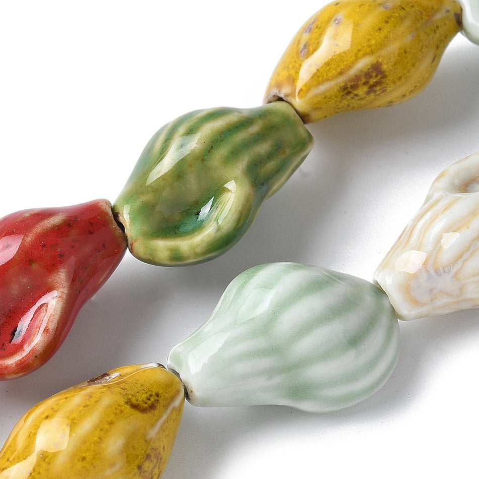 Multicolor Conch Ceramic Bead Strand, 21mm
