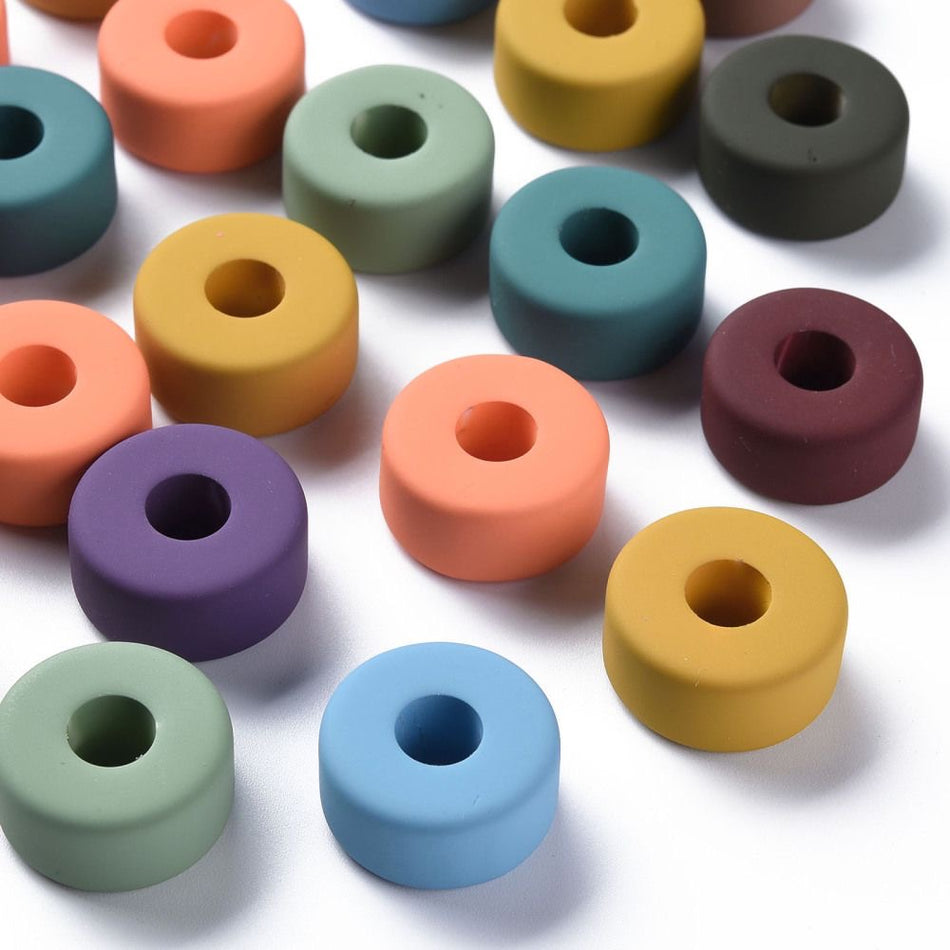 Mixed Color Large Hole Rondelle Acrylic Beads 18mm, 10pcs