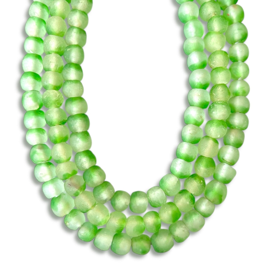 Two Tone Round African Glass Bead Strand, 16mm