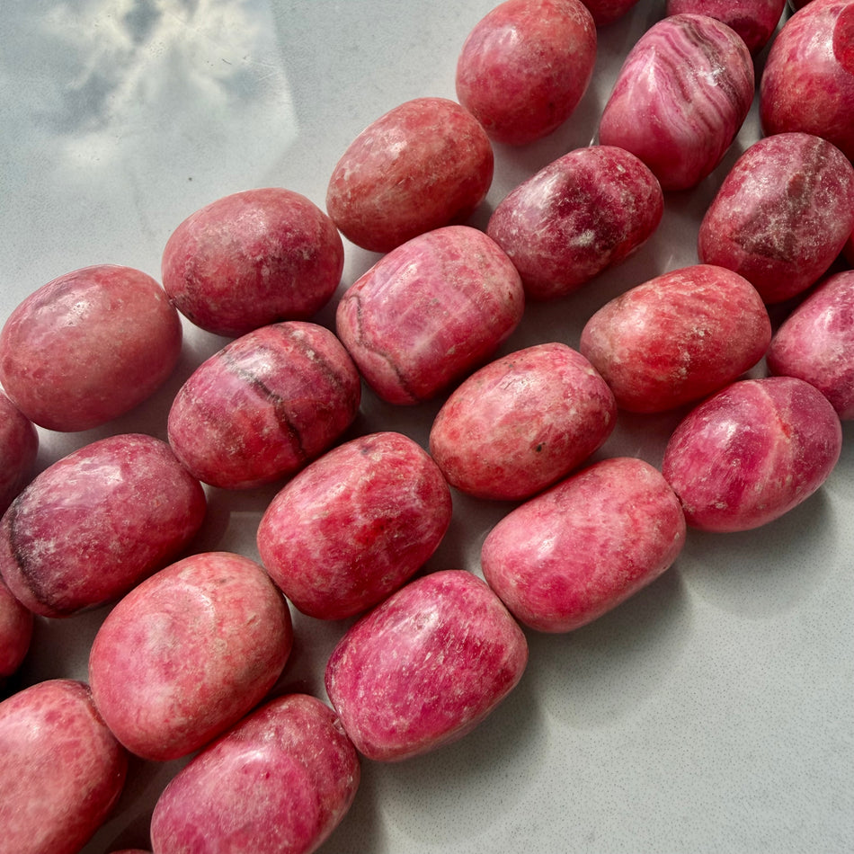 Barrel Red Jade 22mm Bead Strand