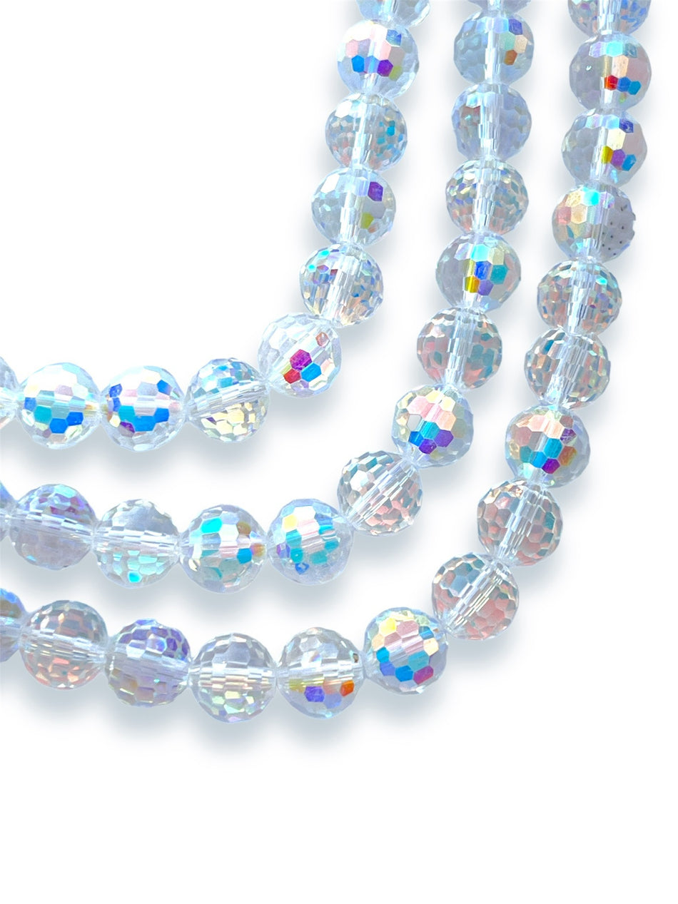 Tornasol Faceted Round Crystal Strand, 8mm