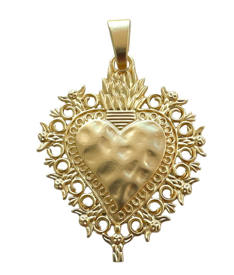 Gold-Plated Sacred Heart Pendant, 1pc