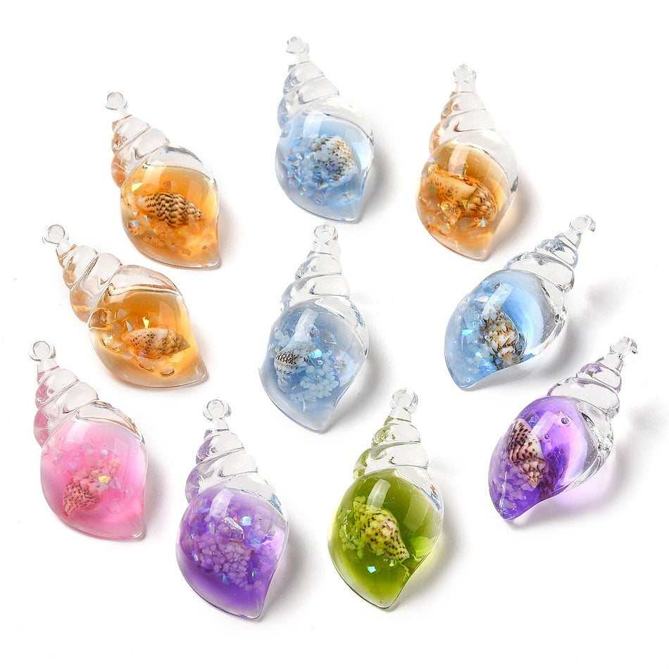 Random Color Shell Resin Pendant 39mm, 1pc