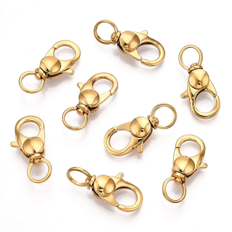 Stainless Steel Gold Lobster Clasp 25mm, 1pc