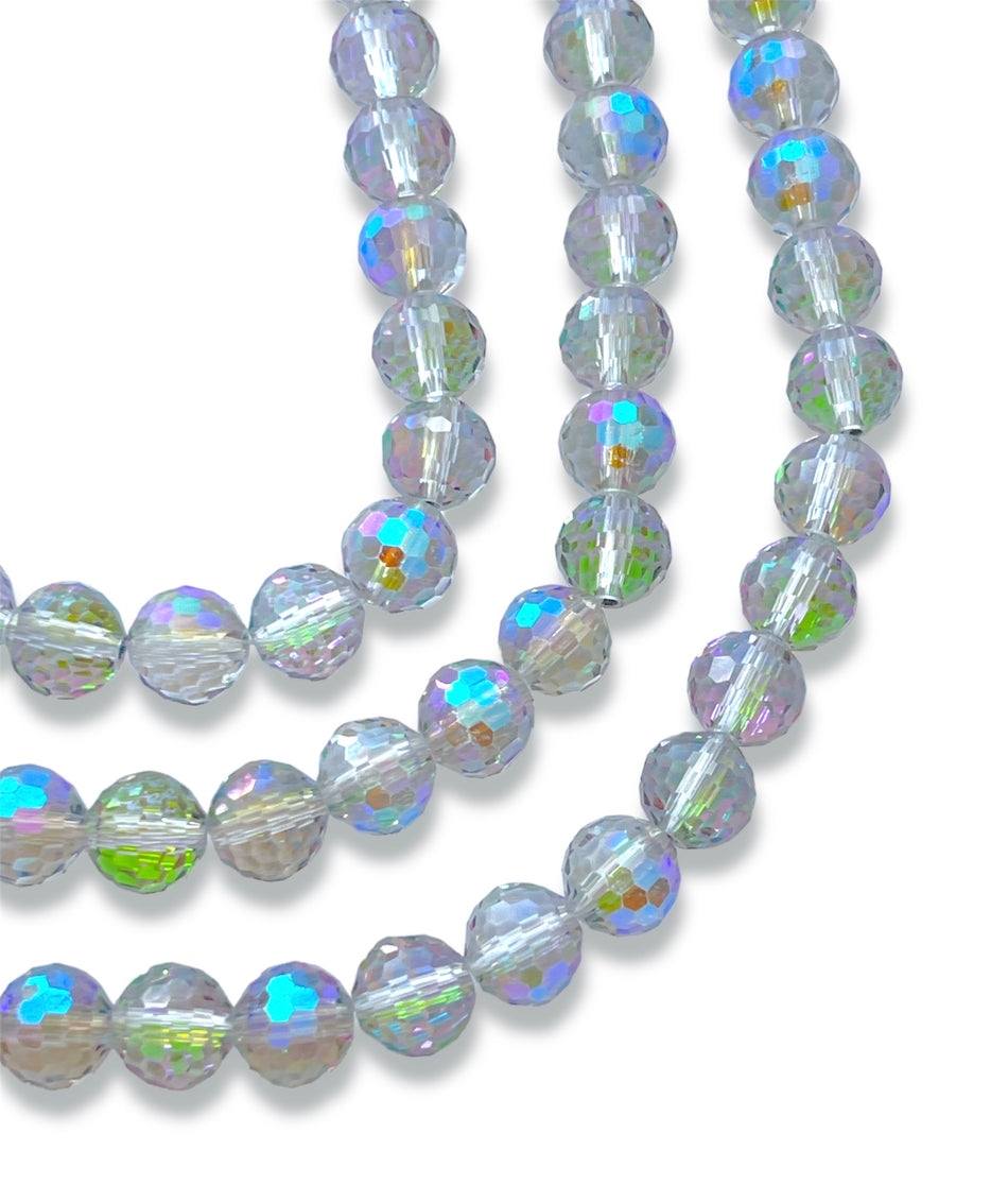 Tornasol Faceted Round Crystal Strand, 8mm