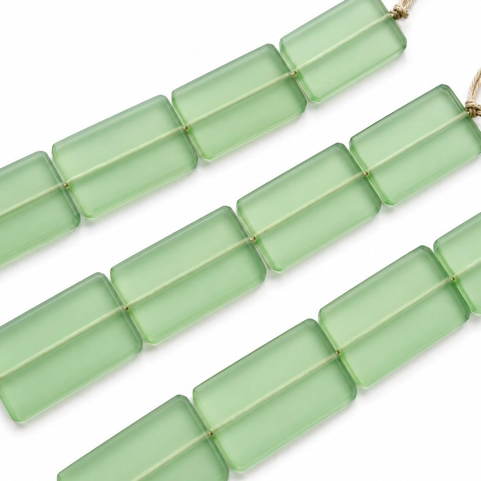 Transparent Matte Resin Rectangular Shape 1.5 inch Bead Strand