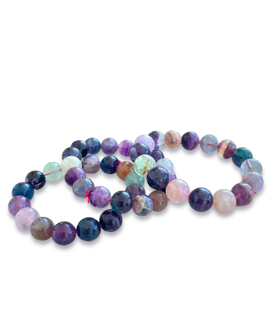 Flourite Round Bead Bracelet, 1pc