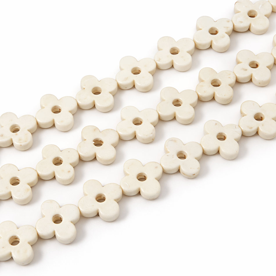 Howlite Clover Flower Bead 16mm Strand