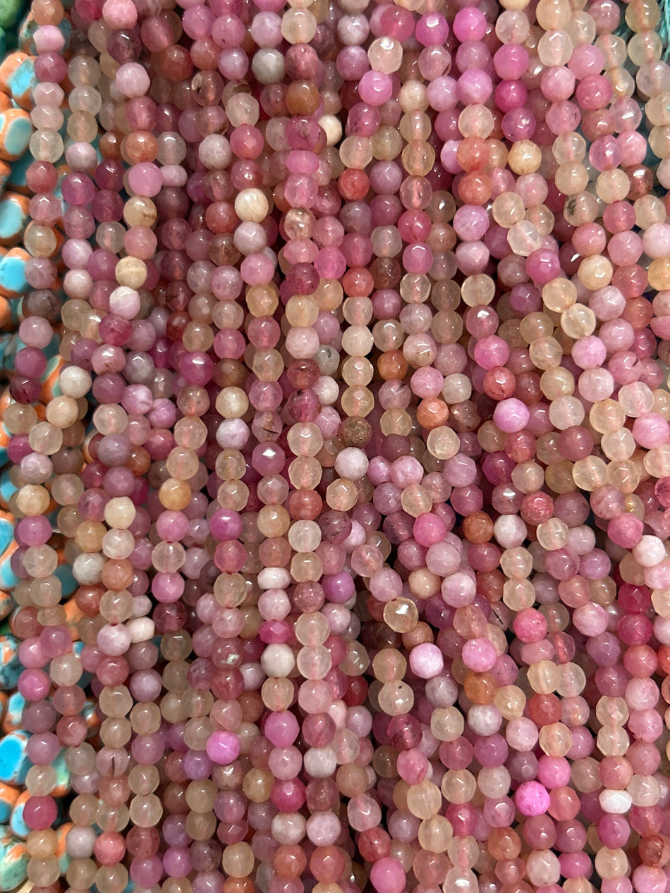 Faceted Round Bead Jade Strand, 4mm