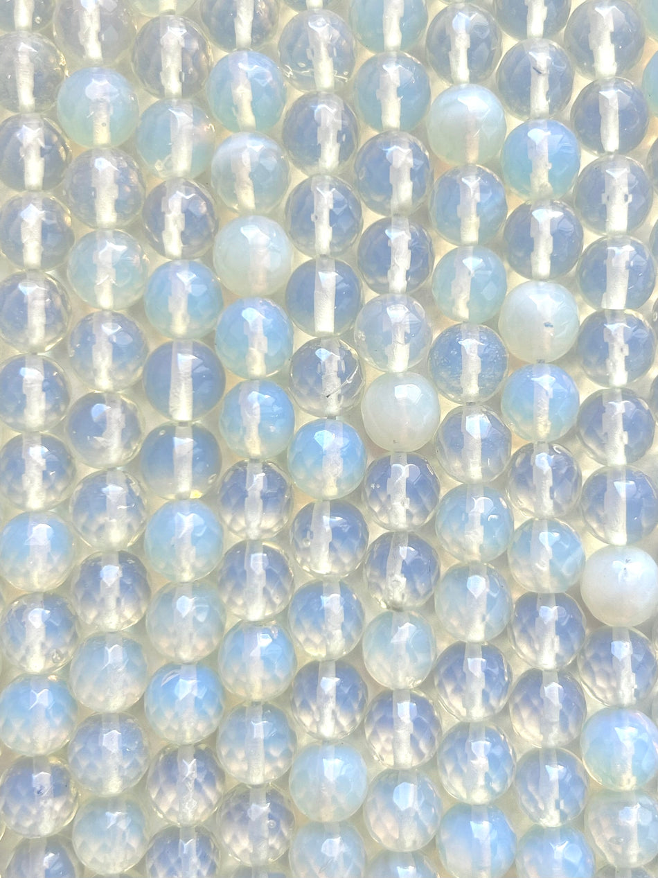 Faceted Round Opalite Bead Strand, 10mm