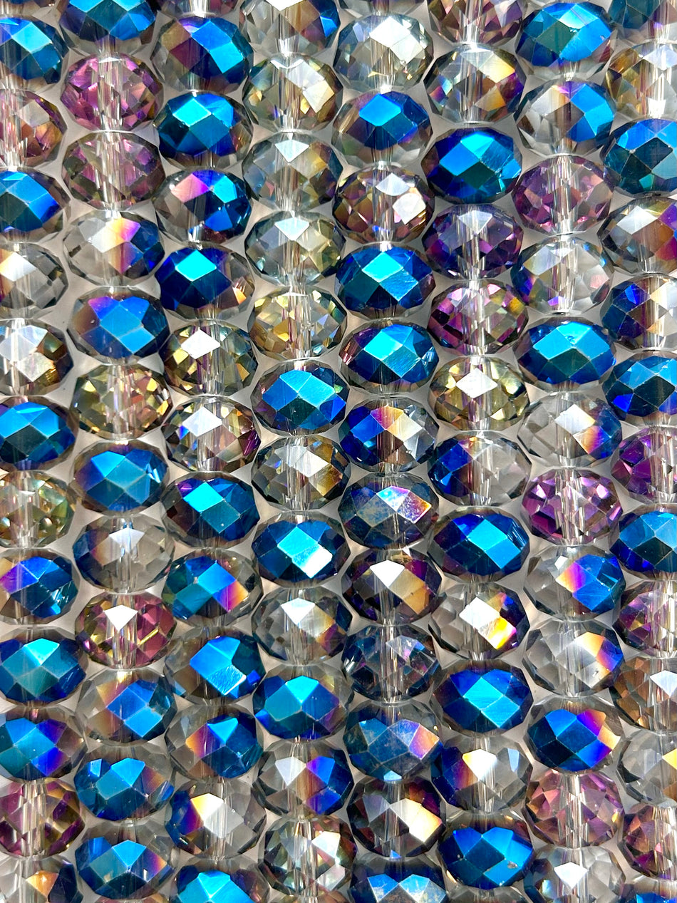 Faceted Rondelle Crystal Bead Strand, 12mm