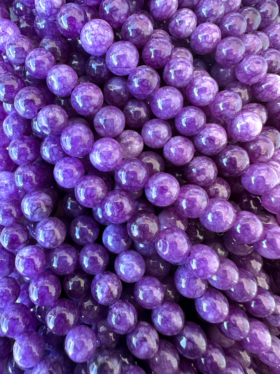 Round Purple Agate Bead Strand, 6mm