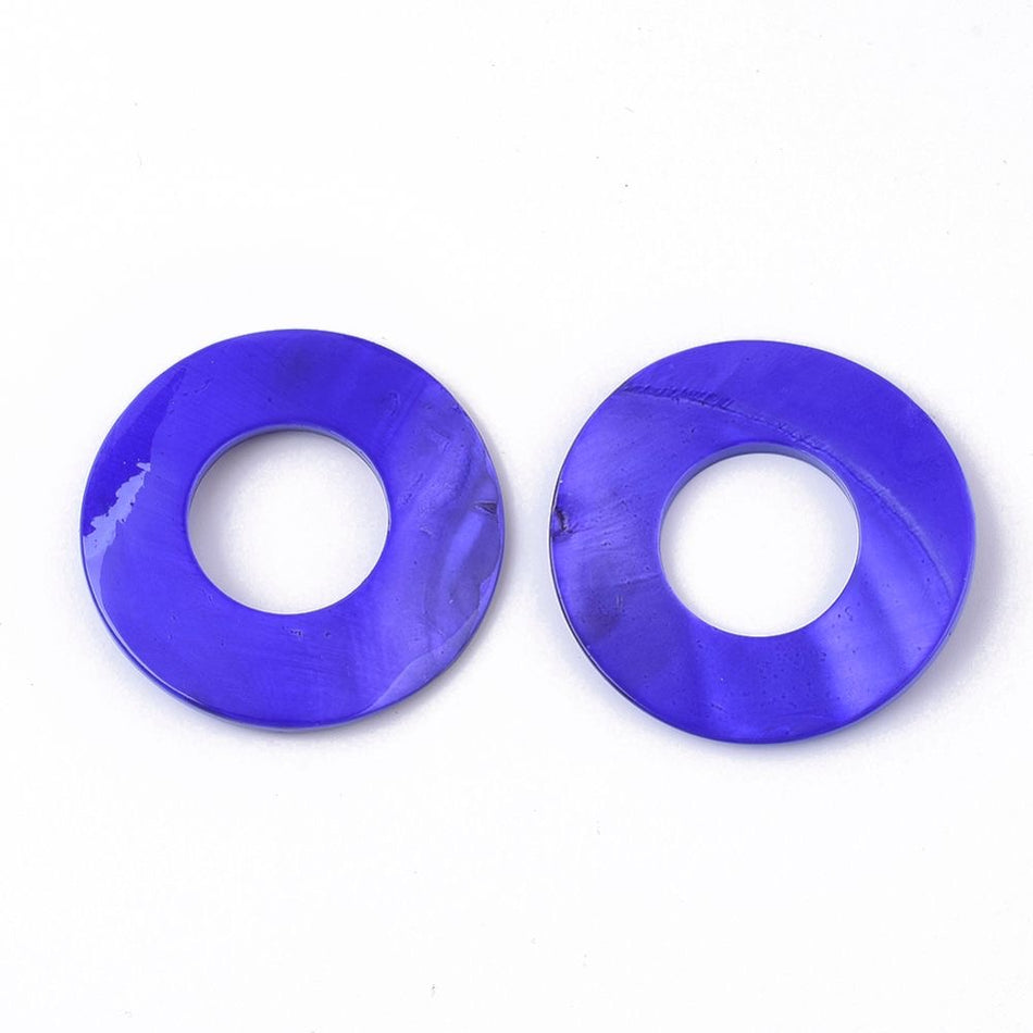 Freshwater Shell Donut Pendant 50mm, 2pcs