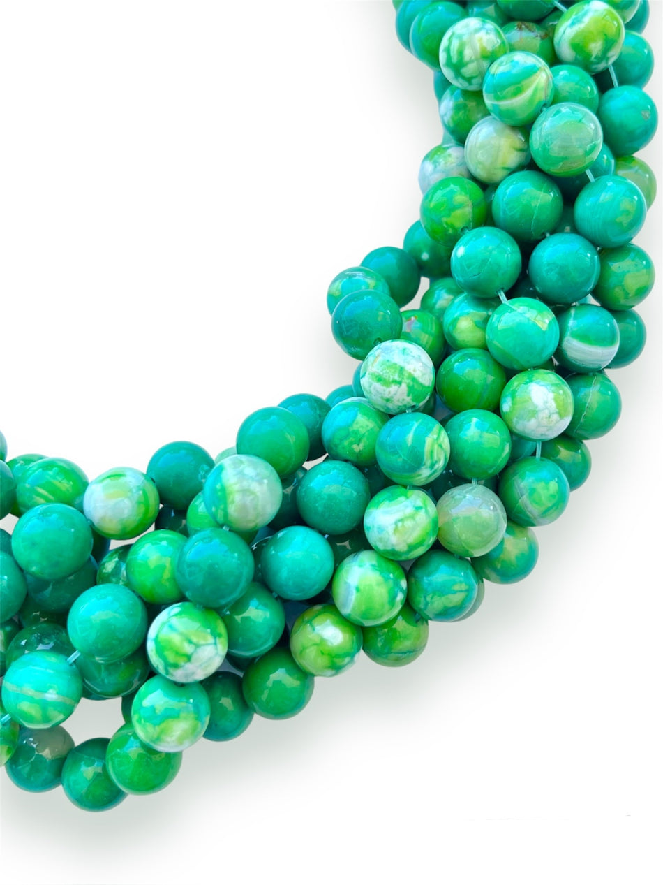 Green Round Gemstone Strand, 8mm