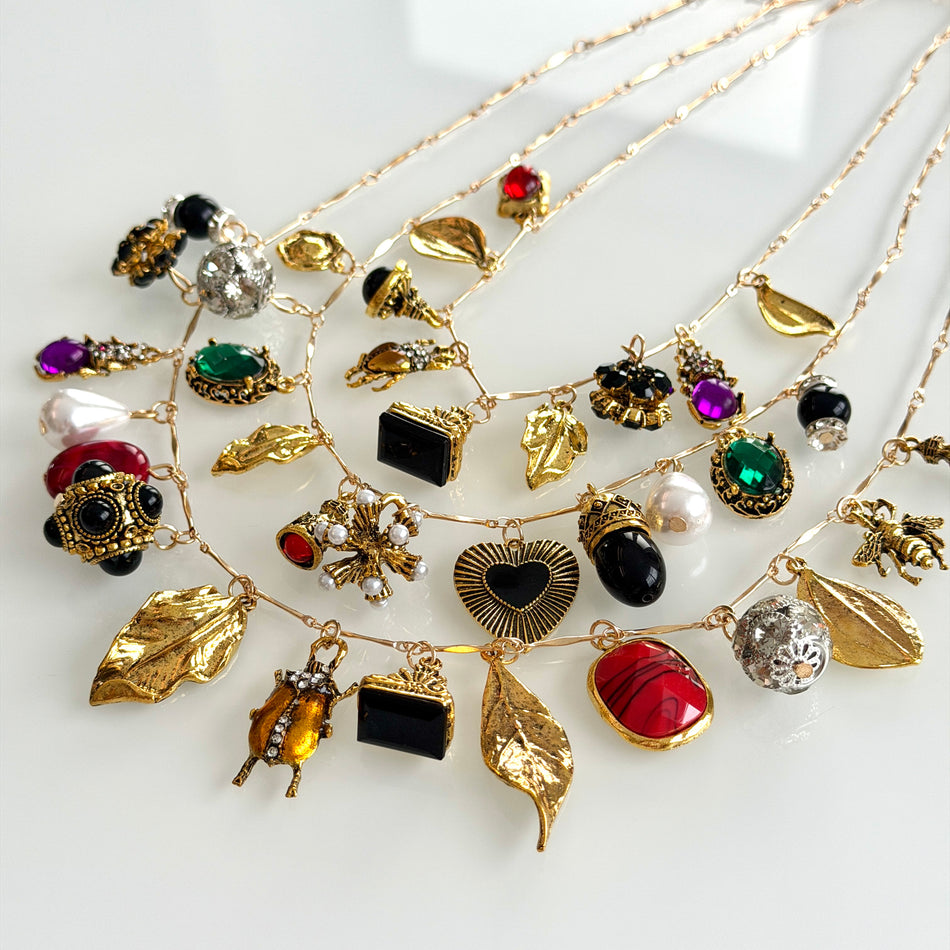 Triple-Layer Thin Chain Necklace featuring Multi-Shape Charms