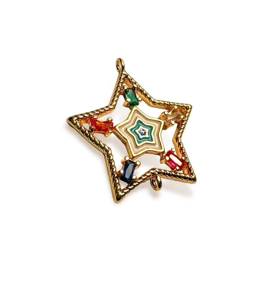 Gold-Filled Star with Zirconia Connector 22mm, 1pc