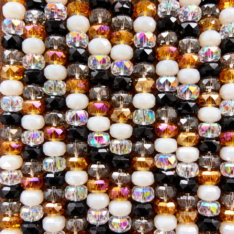 Faceted Crystal Rondelle Beads-Autumn Mixcolor 15 Inches Strand, Bead Size 8mm