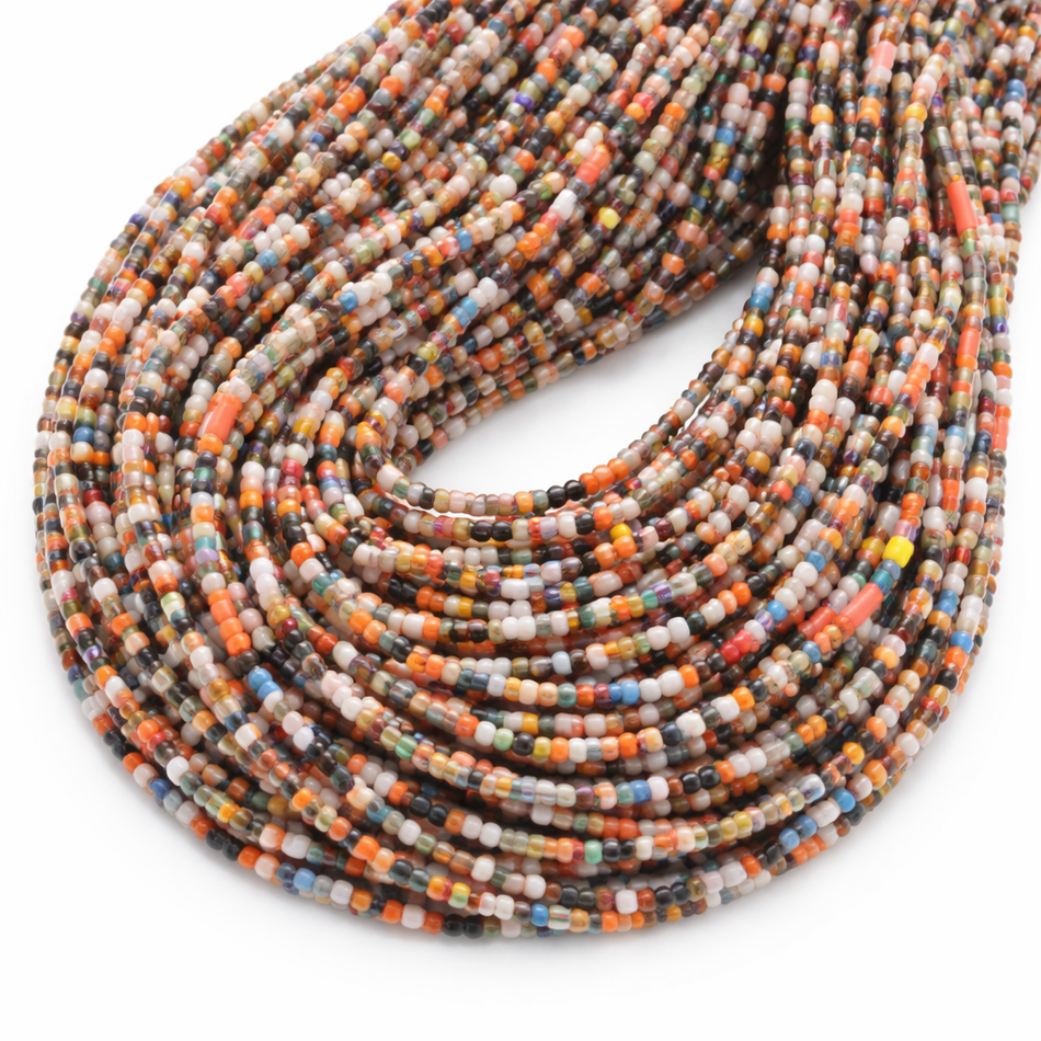 Multicolor African Seed Beads, X Long Strand, 4-6mm
