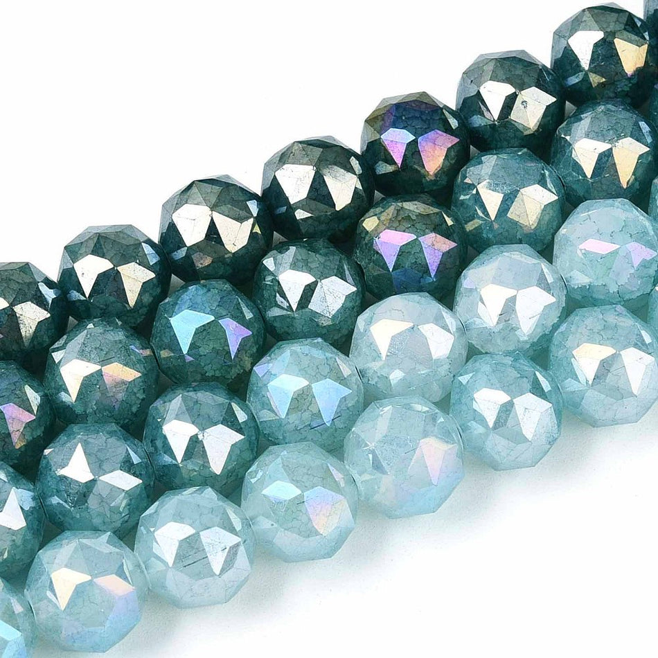 Round Faceted Electroplate Crystal Bead 10mm Strand
