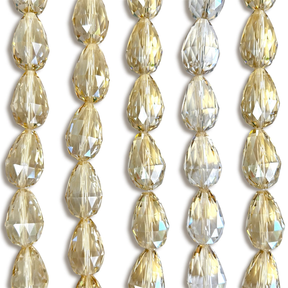 Faceted Drop Crystal Bead Strand, 25mm