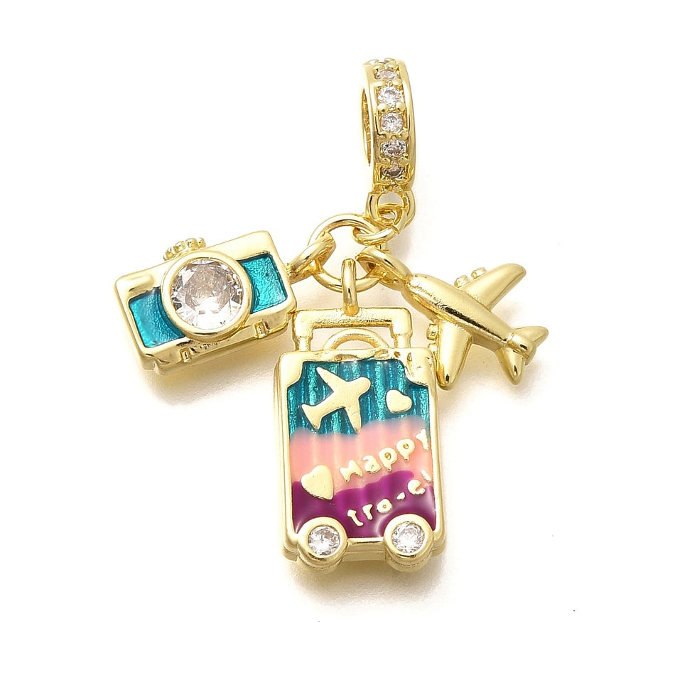 Gold-Filled with Zirconia Travel Pendant 33mm, 1pc