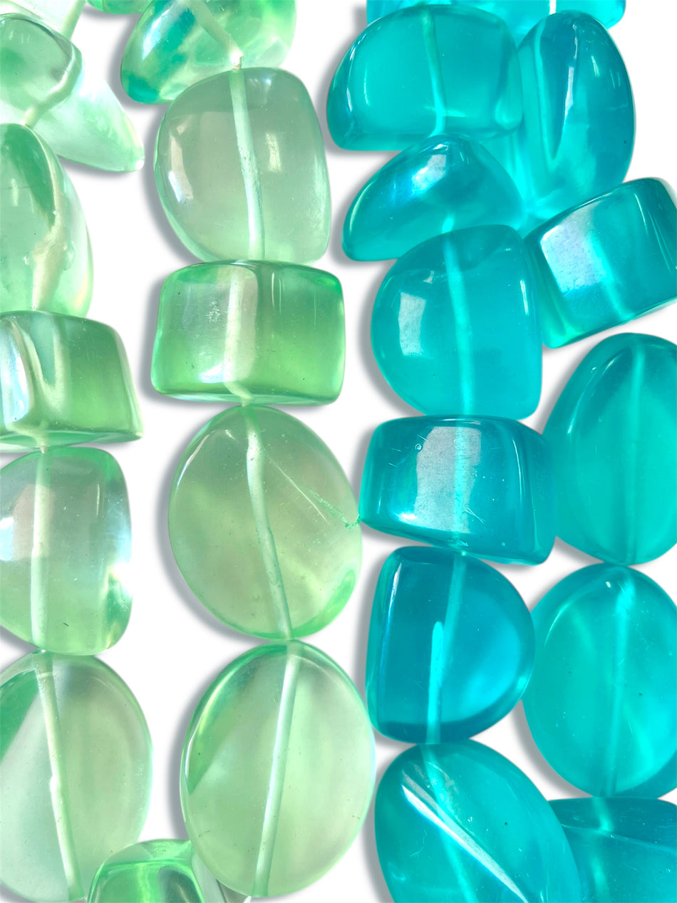 Translucent Mixed-Shape Resin Bead Strand, 24mm-45mm