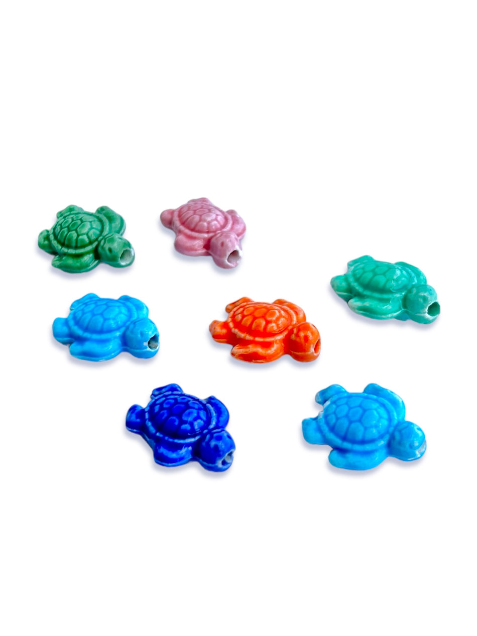 Mixed Color Ceramic Turtle Beads 20mm, 5pcs